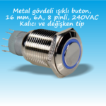 Işıklı Metal Buton IP67 16 mm